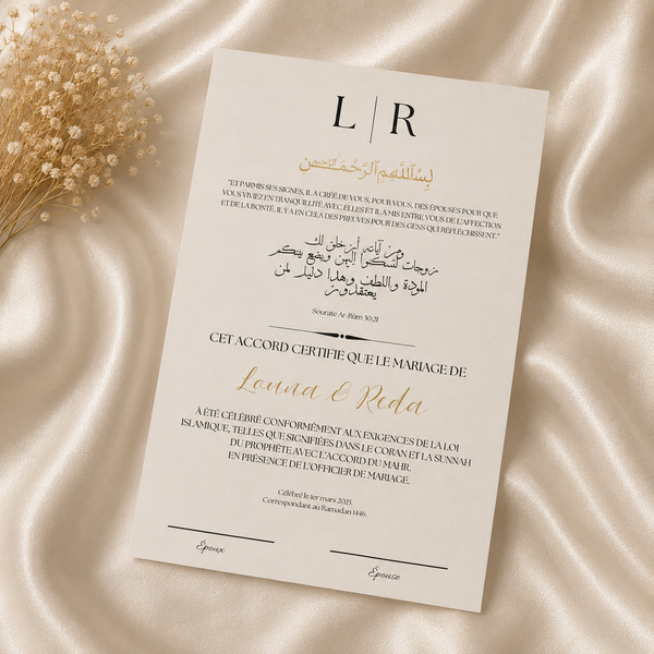 Certificat de mariage religieux